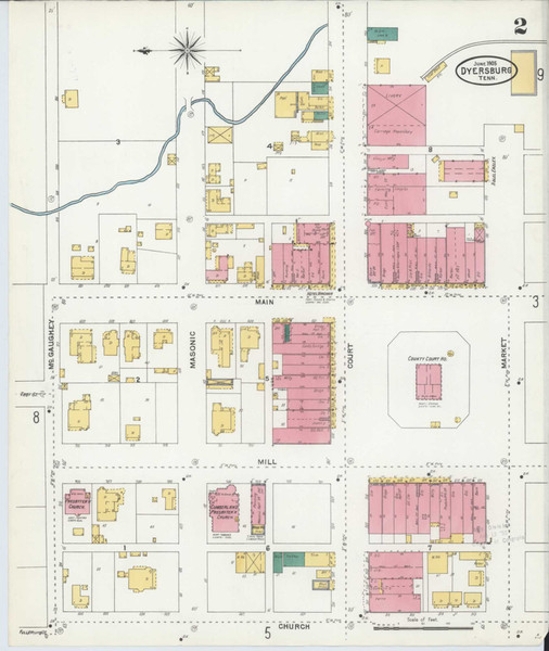Dyersburg Tennessee 1905 - Fire Insurance Index - Old Map Reprint