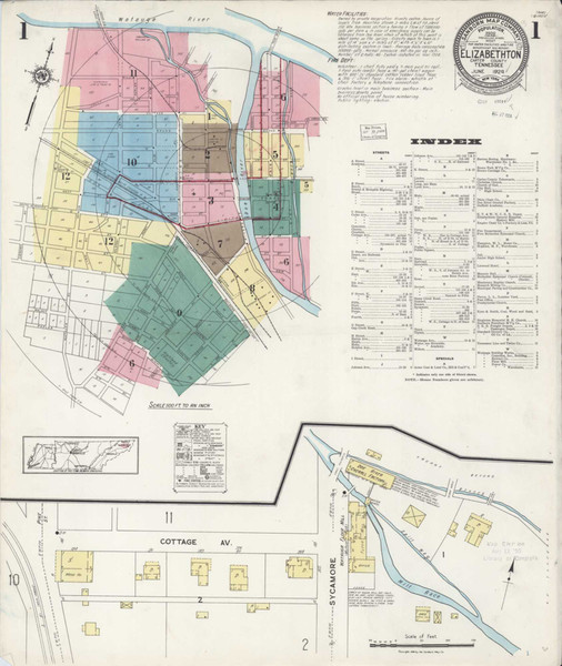 Elizabethton Tennessee 1924 - Fire Insurance Index - Old Map Reprint