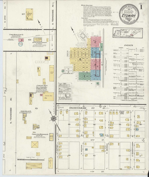 Etowah Tennessee 1916 - Fire Insurance Index - Old Map Reprint