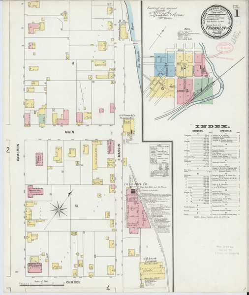 Franklin Tennessee 1898 - Fire Insurance Index - Old Map Reprint