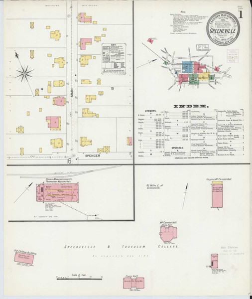 Greeneville Tennessee 1903 - Fire Insurance Index - Old Map Reprint