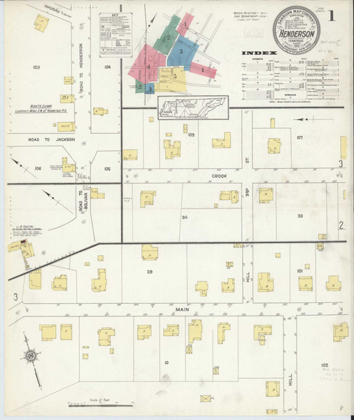 Henderson Tennessee 1913 - Fire Insurance Index - Old Map Reprint