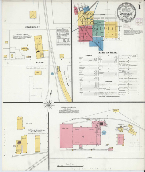 Humboldt Tennessee 1905 - Fire Insurance Index - Old Map Reprint