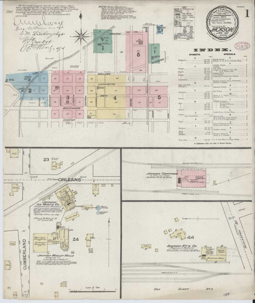 Jackson Tennessee 1887 - Fire Insurance Index - Old Map Reprint
