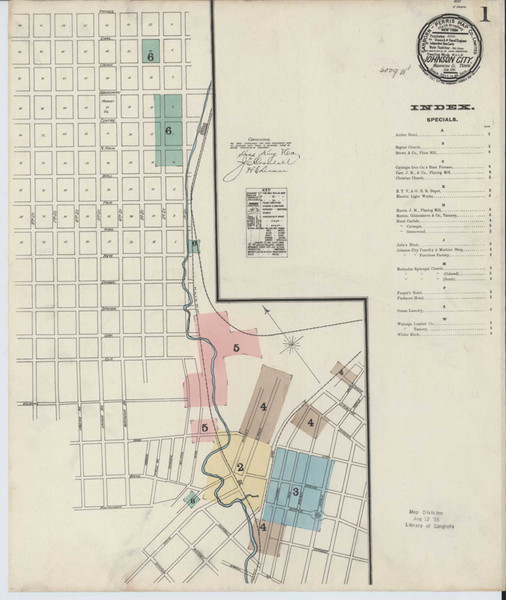 Johnson City Tennessee 1891 - Fire Insurance Index - Old Map Reprint