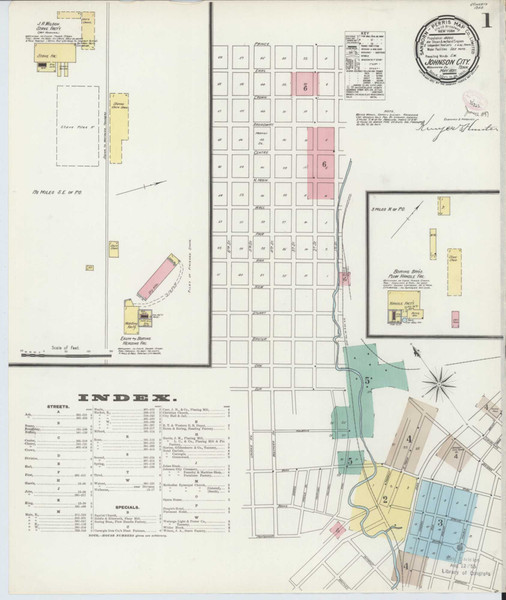 Johnson City Tennessee 1897 - Fire Insurance Index - Old Map Reprint