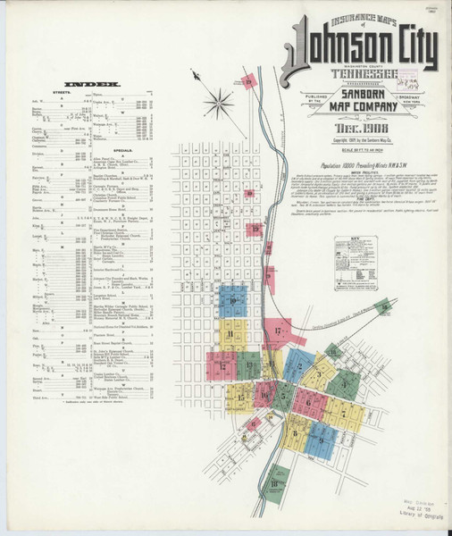 Johnson City Tennessee 1908 - Fire Insurance Index - Old Map Reprint