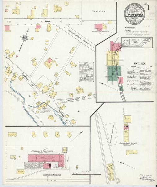 Jonesboro Tennessee 1913 - Fire Insurance Index - Old Map Reprint