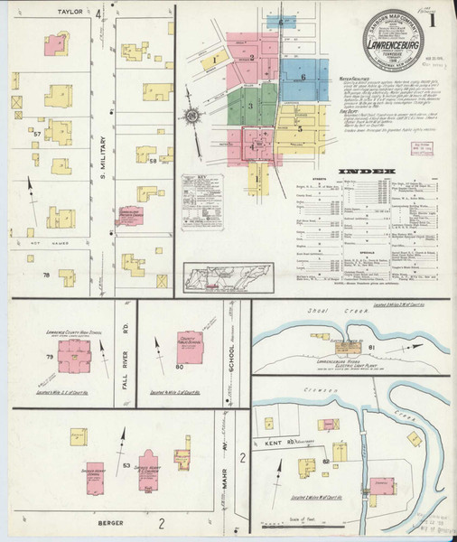 Lawrenceburg Tennessee 1916 - Fire Insurance Index - Old Map Reprint