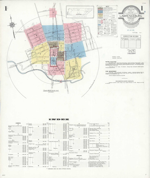 Lawrenceburg Tennessee 1939 - Fire Insurance Index - Old Map Reprint
