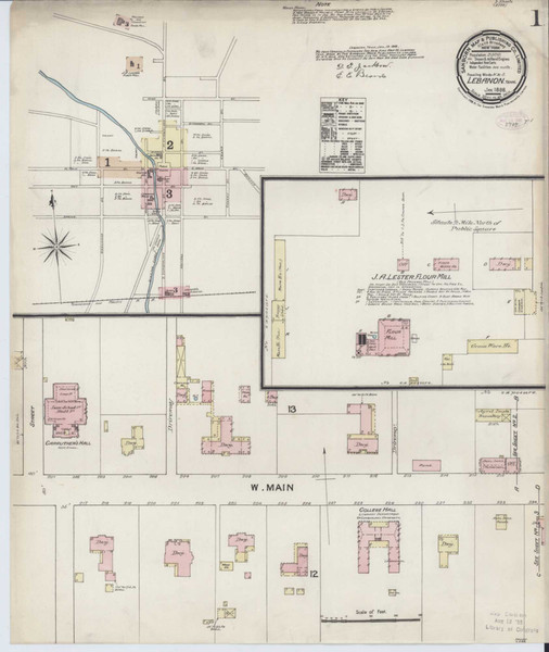 Lebanon Tennessee 1888 - Fire Insurance Index - Old Map Reprint