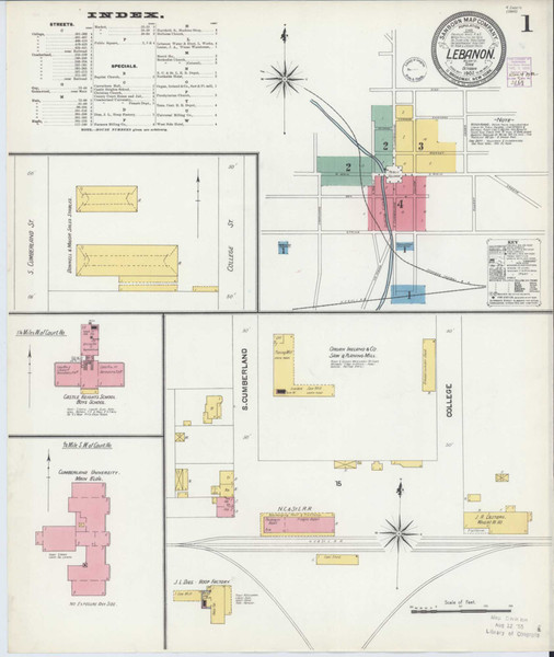 Lebanon Tennessee 1902 - Fire Insurance Index - Old Map Reprint
