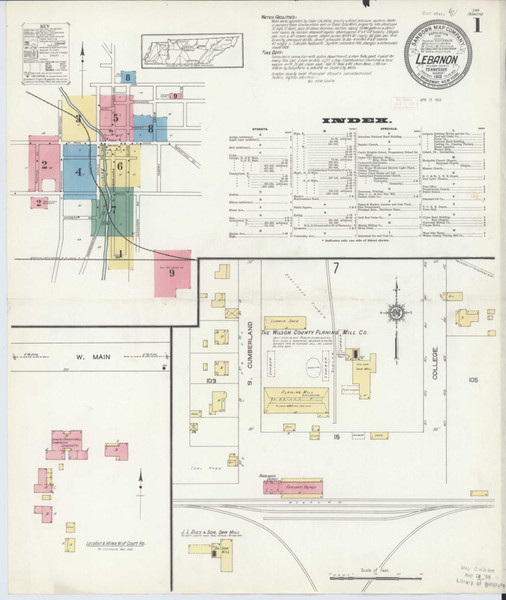 Lebanon Tennessee 1913 - Fire Insurance Index - Old Map Reprint