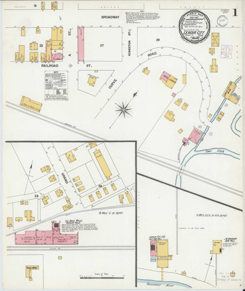 Lenoir City Tennessee 1901 - Fire Insurance Index - Old Map Reprint