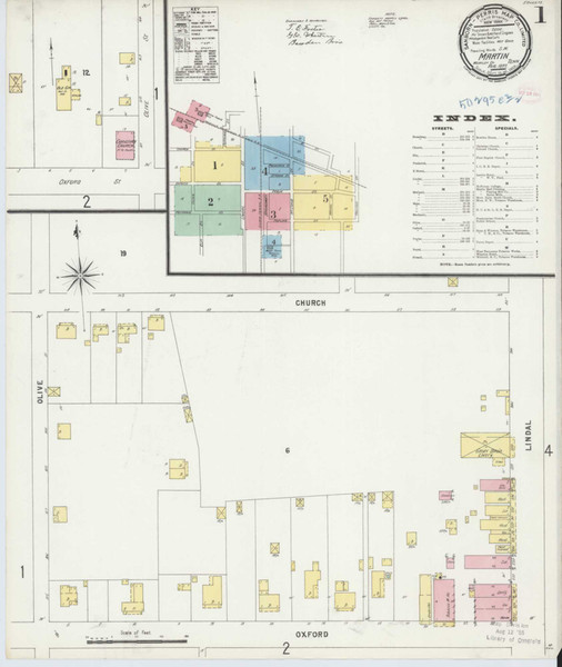 Martin Tennessee 1897 - Fire Insurance Index - Old Map Reprint
