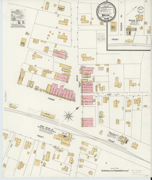Mason Tennessee 1900 - Fire Insurance Index - Old Map Reprint