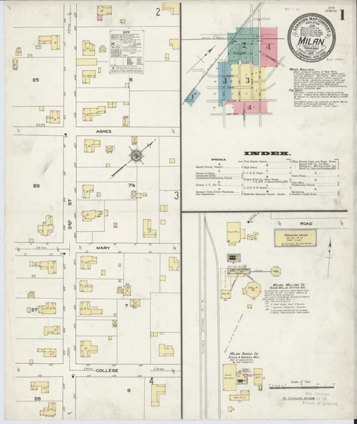 Milan Tennessee 1910 - Fire Insurance Index - Old Map Reprint