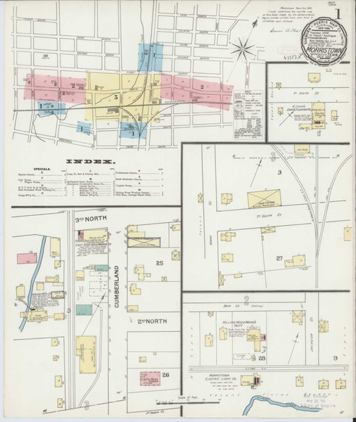 Morristown Tennessee 1892 - Fire Insurance Index - Old Map Reprint