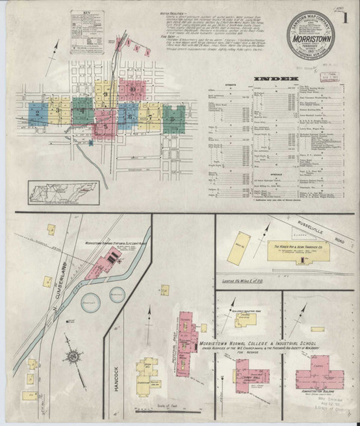 Morristown Tennessee 1913 - Fire Insurance Index - Old Map Reprint