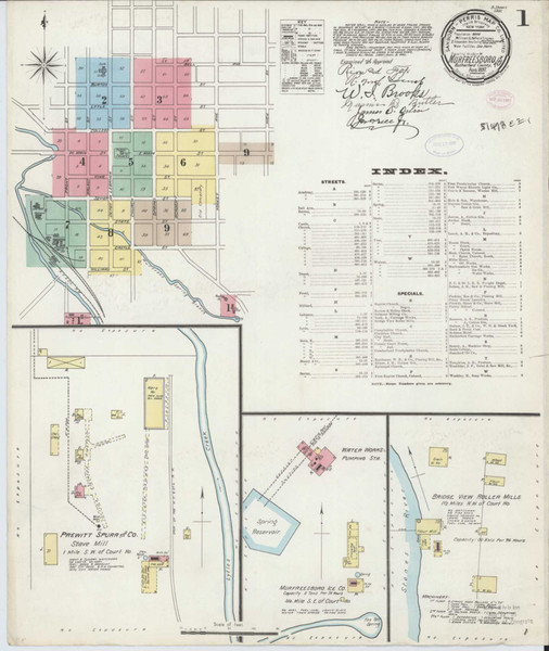 Murfreesboro Tennessee 1897 - Fire Insurance Index - Old Map Reprint