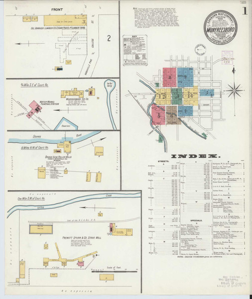 Murfreesboro Tennessee 1902 - Fire Insurance Index - Old Map Reprint
