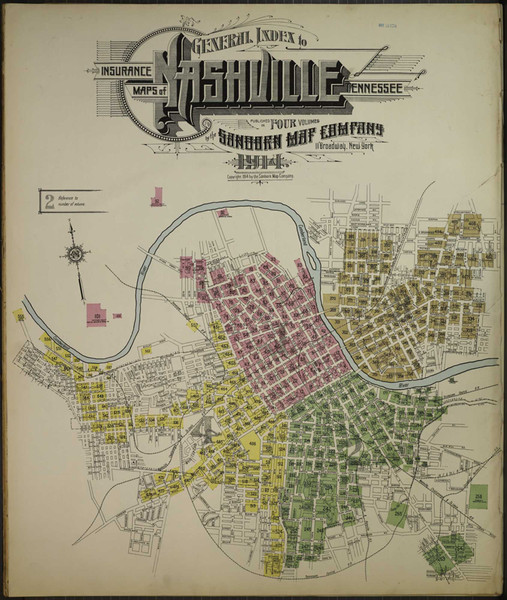Nashville Tennessee 1914 V1 - Fire Insurance Index - Old Map Reprint