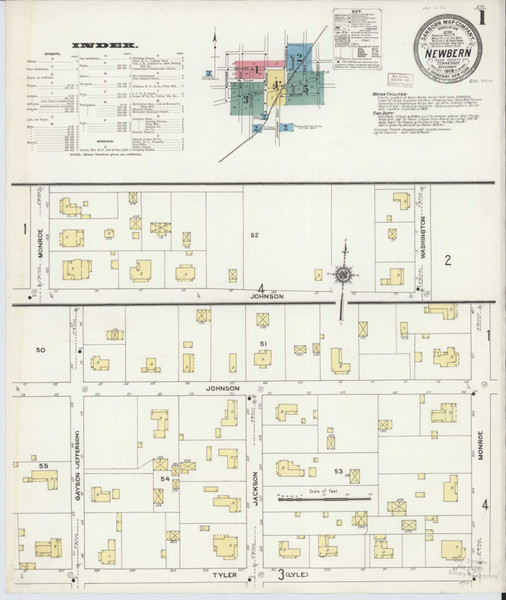 Newbern Tennessee 1909 - Fire Insurance Index - Old Map Reprint