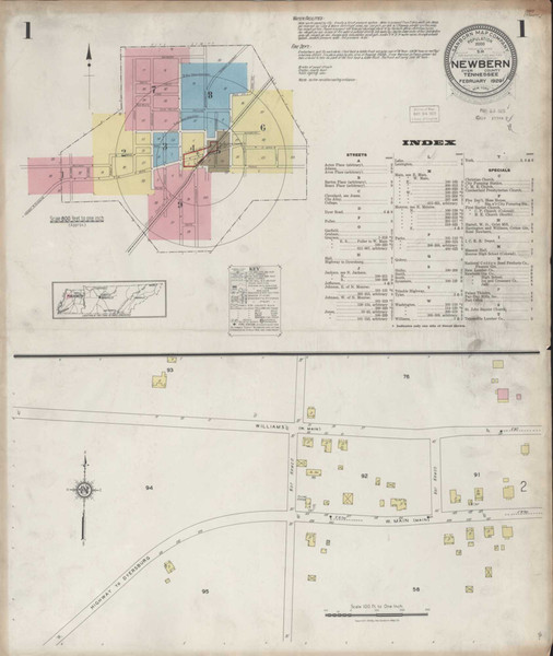 Newbern Tennessee 1929 - Fire Insurance Index - Old Map Reprint