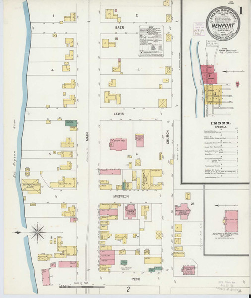 Newport Tennessee 1903 - Fire Insurance Index - Old Map Reprint