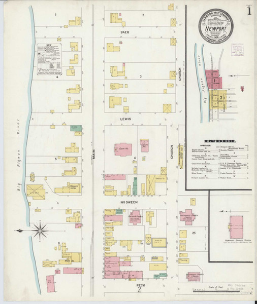 Newport Tennessee 1908 - Fire Insurance Index - Old Map Reprint