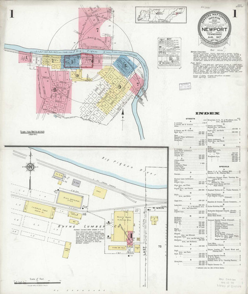 Newport Tennessee 1927 - Fire Insurance Index - Old Map Reprint