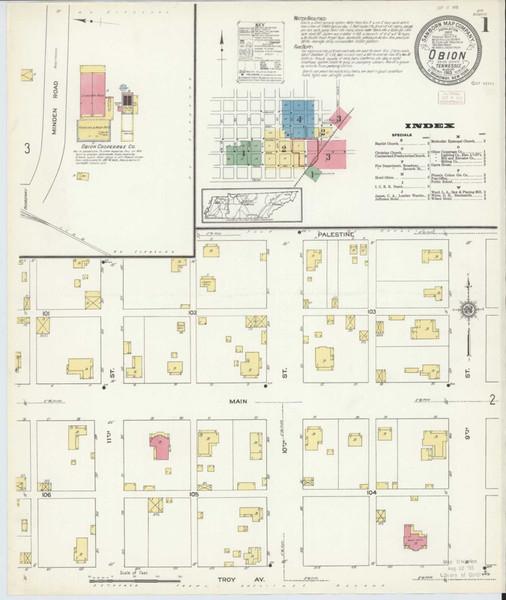 Obion Tennessee 1913 - Fire Insurance Index - Old Map Reprint