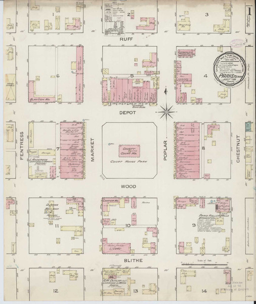 Paris Tennessee 1886 - Fire Insurance Index - Old Map Reprint
