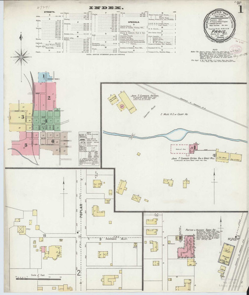 Paris Tennessee 1896 - Fire Insurance Index - Old Map Reprint