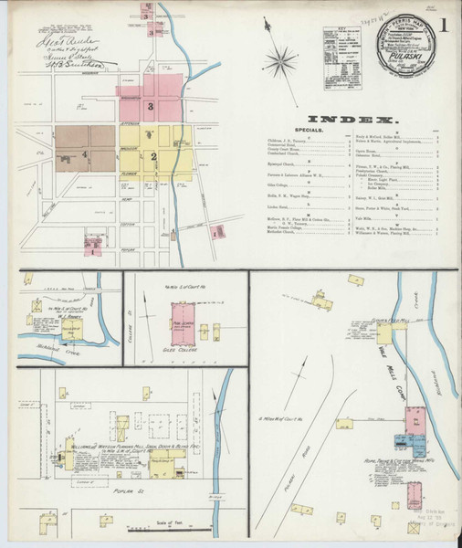 Pulaski Tennessee 1891 - Fire Insurance Index - Old Map Reprint