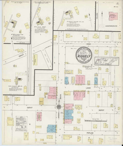 Ridgely Tennessee 1914 - Fire Insurance Index - Old Map Reprint