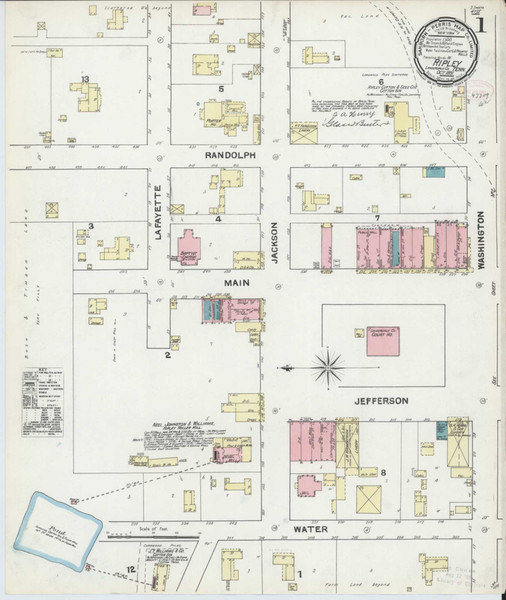 Ripley Tennessee 1891 - Fire Insurance Index - Old Map Reprint
