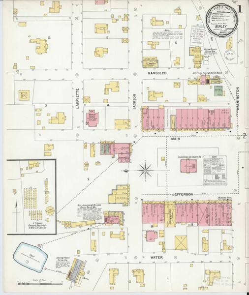 Ripley Tennessee 1900 - Fire Insurance Index - Old Map Reprint