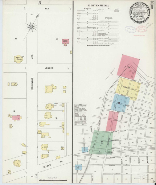 Rockwood Tennessee 1898 - Fire Insurance Index - Old Map Reprint