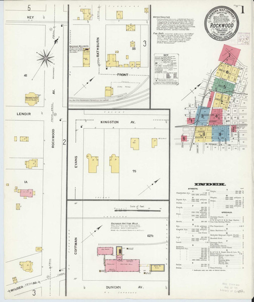 Rockwood Tennessee 1908 - Fire Insurance Index - Old Map Reprint