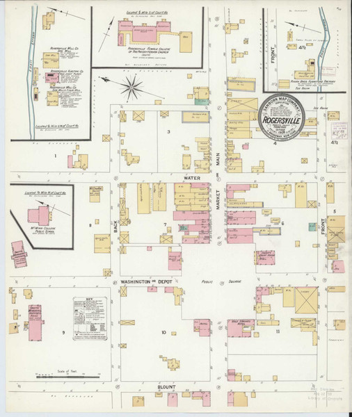 Rogersville Tennessee 1908 - Fire Insurance Index - Old Map Reprint