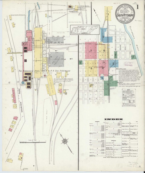 South Pittsburg Tennessee 1913 - Fire Insurance Index - Old Map Reprint