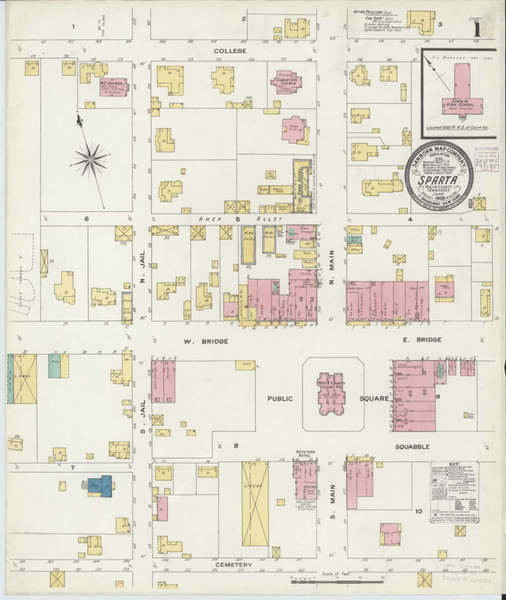 Sparta Tennessee 1908 - Fire Insurance Index - Old Map Reprint