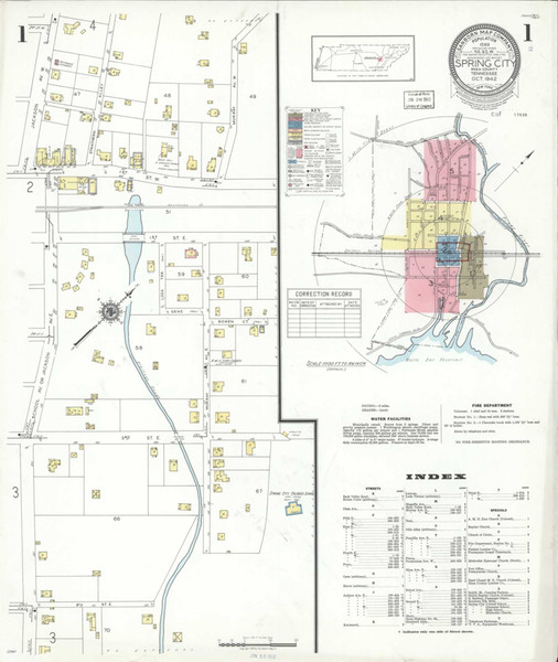 Spring City Tennessee 1942 - Fire Insurance Index - Old Map Reprint