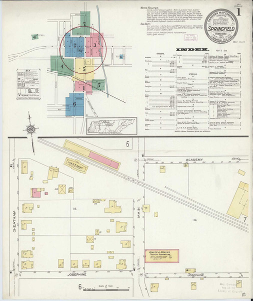 Springfield Tennessee 1913 - Fire Insurance Index - Old Map Reprint