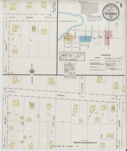 Tiptonville Tennessee 1914 - Fire Insurance Index - Old Map Reprint