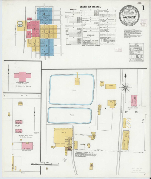 Trenton Tennessee 1905 - Fire Insurance Index - Old Map Reprint