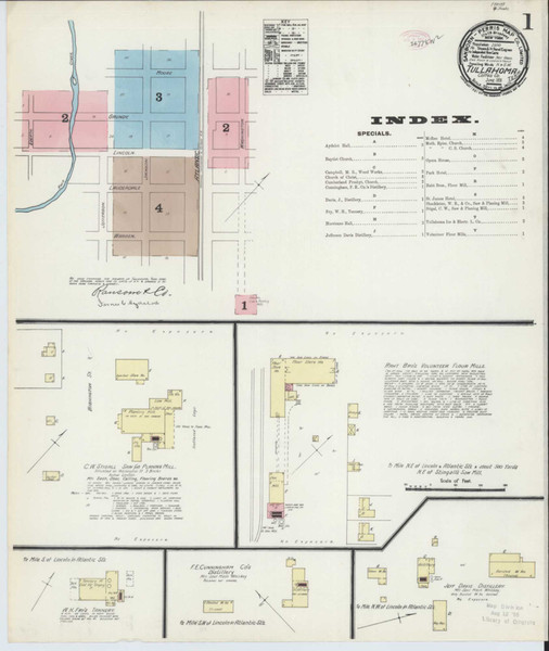 Tullahoma Tennessee 1891 - Fire Insurance Index - Old Map Reprint