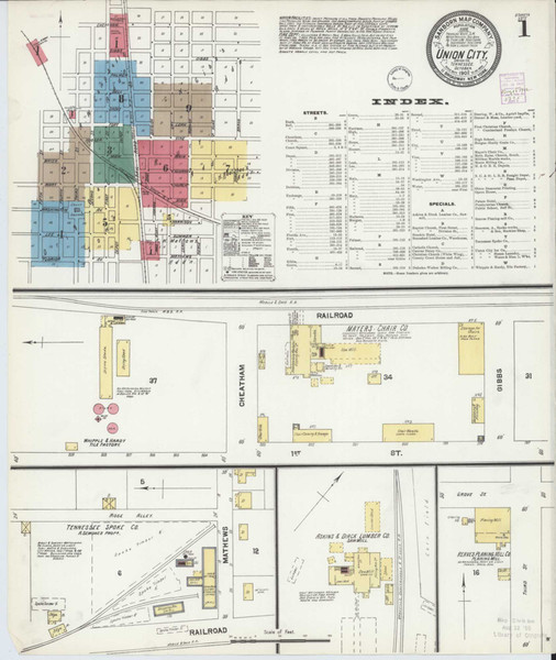 Union City Tennessee 1902 - Fire Insurance Index - Old Map Reprint