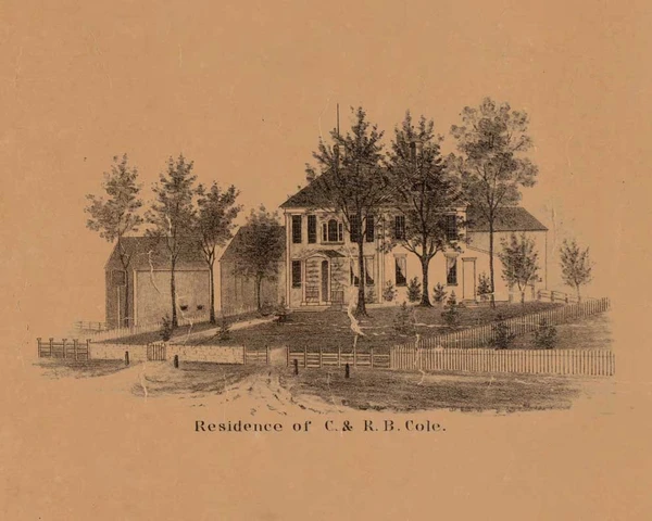 Residence of C. & R. B. Cole - Sharon Connecticut 1853 Old Town Map Custom Print - Excerpt from Sharon Town Map